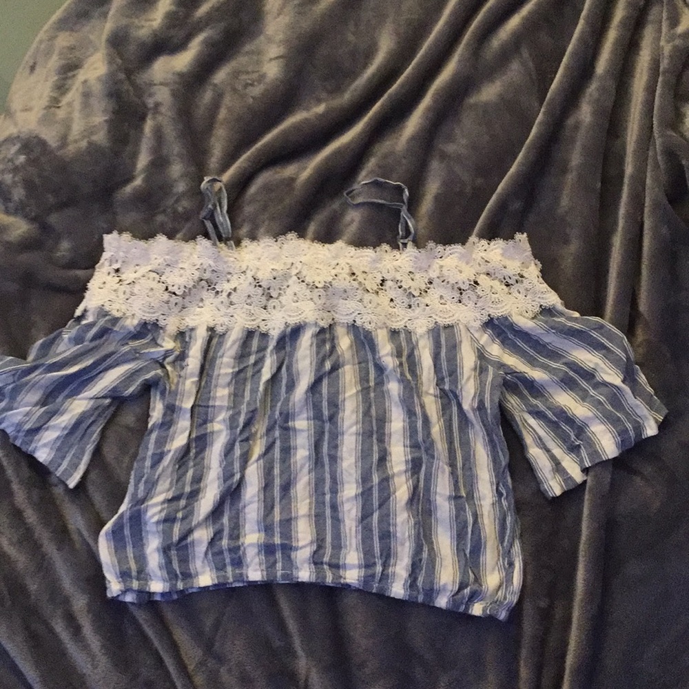 Striped Lace Crop Top
